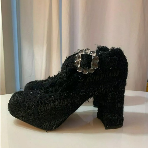 SIMONE ROCHA Tweed Mary Jane Pumps Black size 41 - Picture 1 of 8
